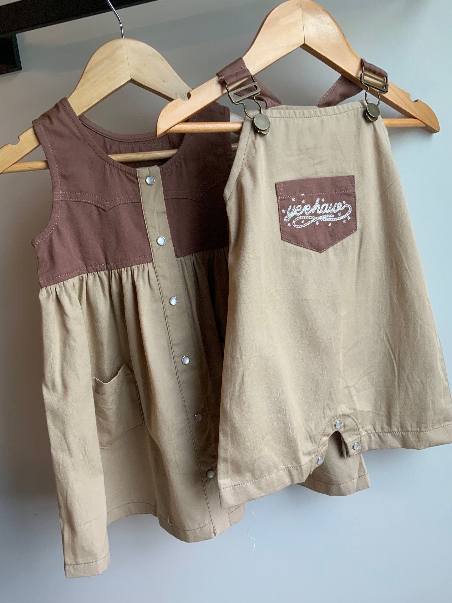 Western Oatmeal Pearl Snap Dress