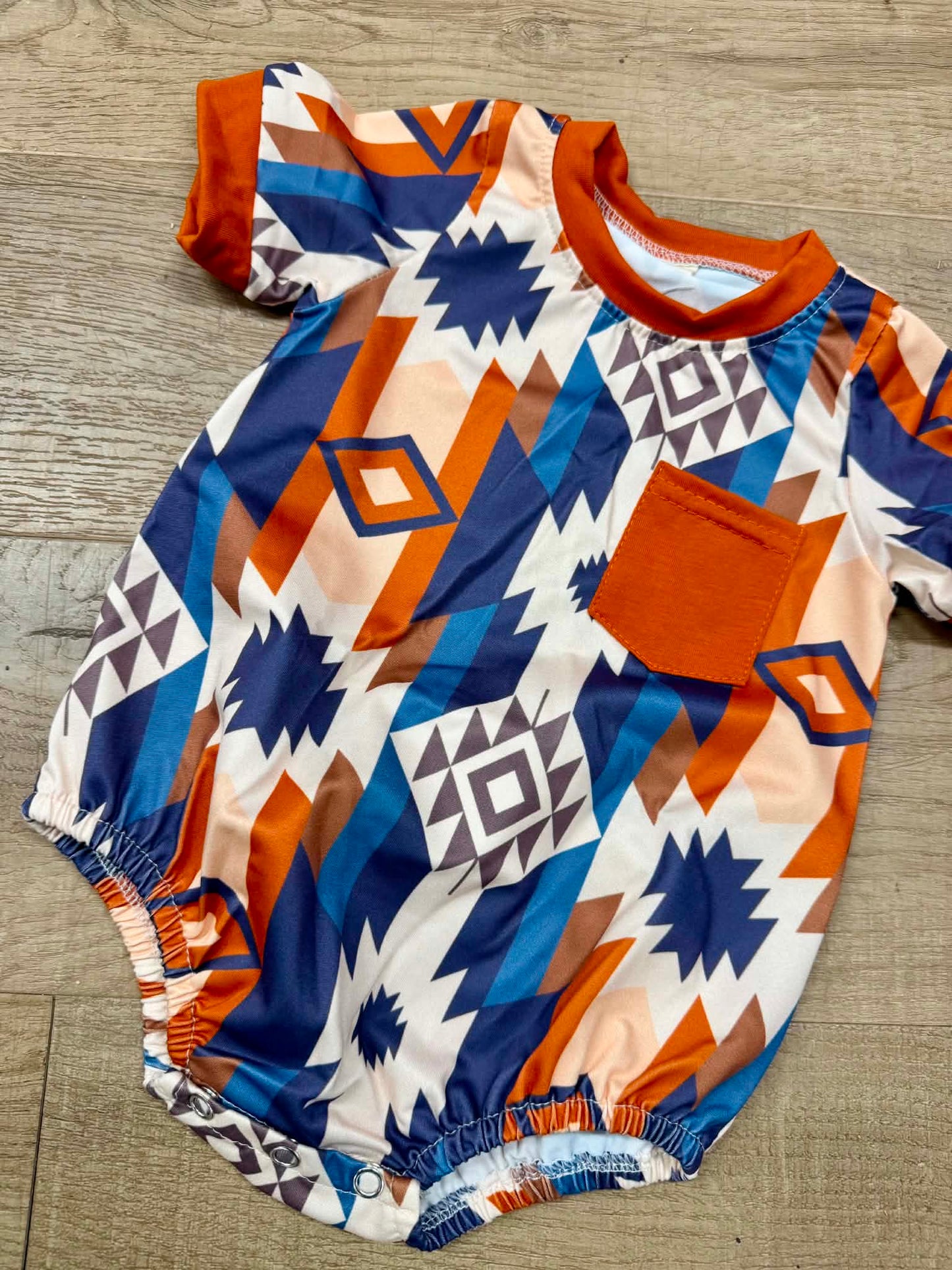 Orange & Blue Aztec Onesie