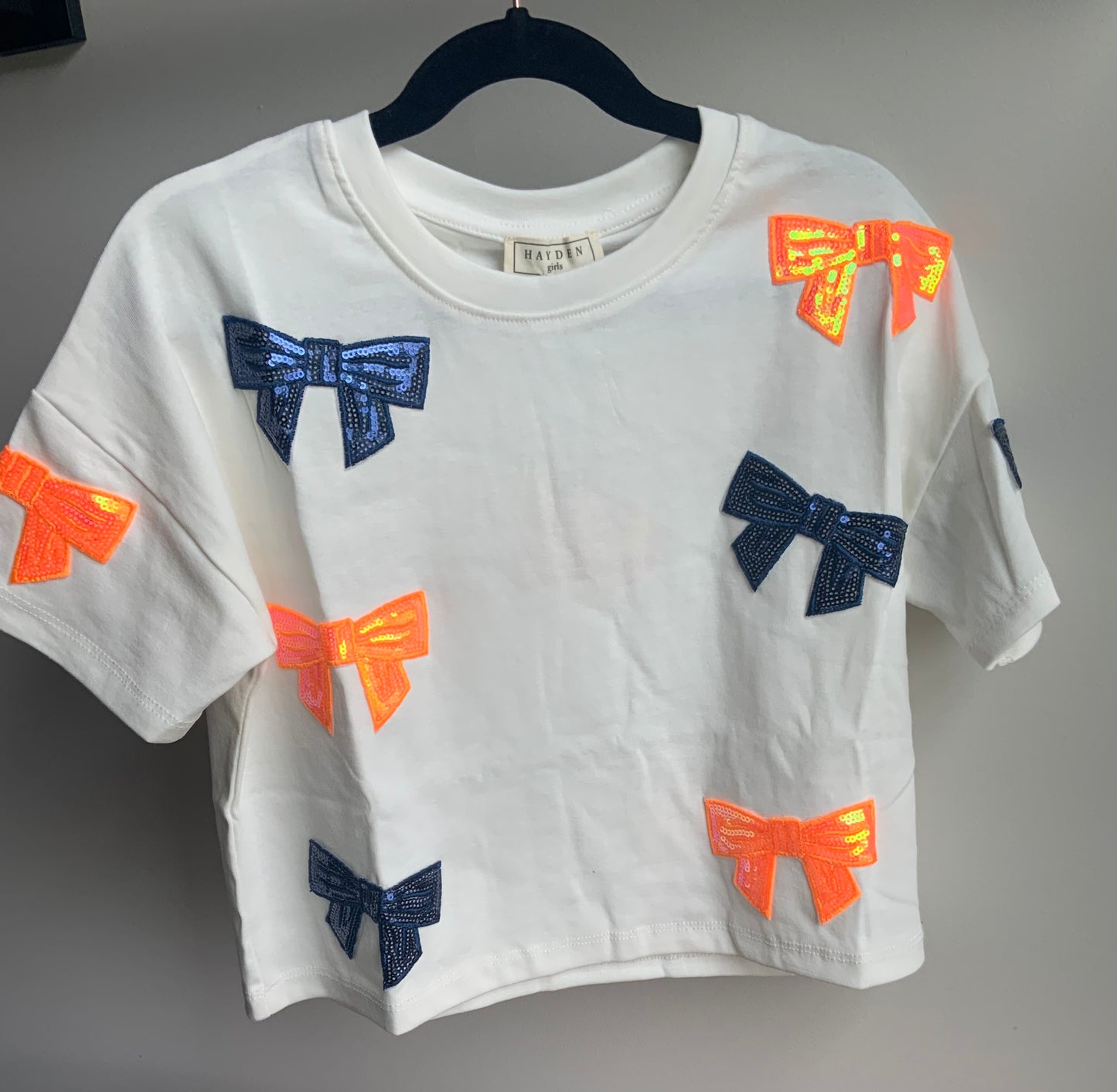 Orange & Blue Gameday Sequin Bow Top