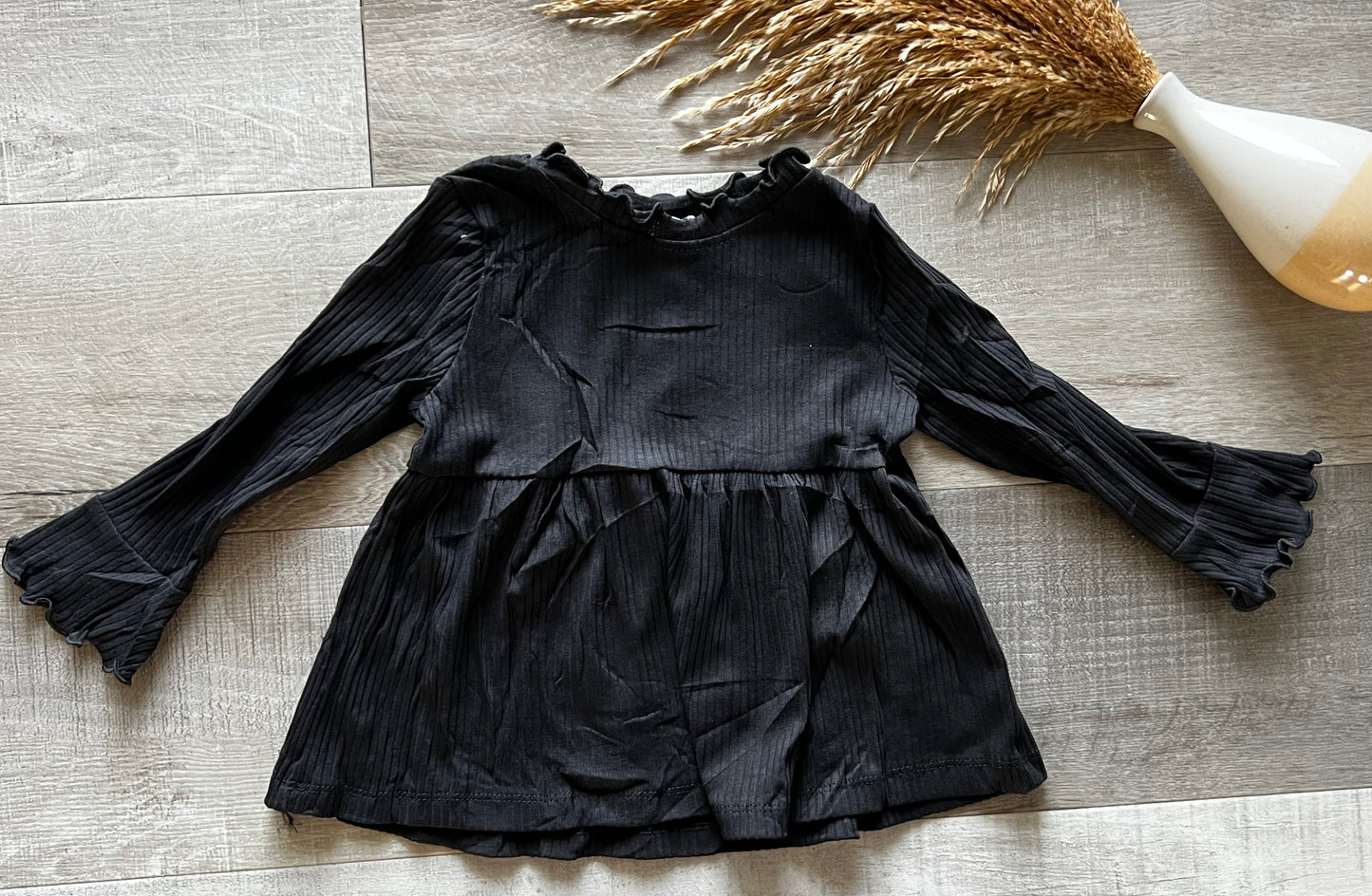 Black Ribbed Long Sleeve Too