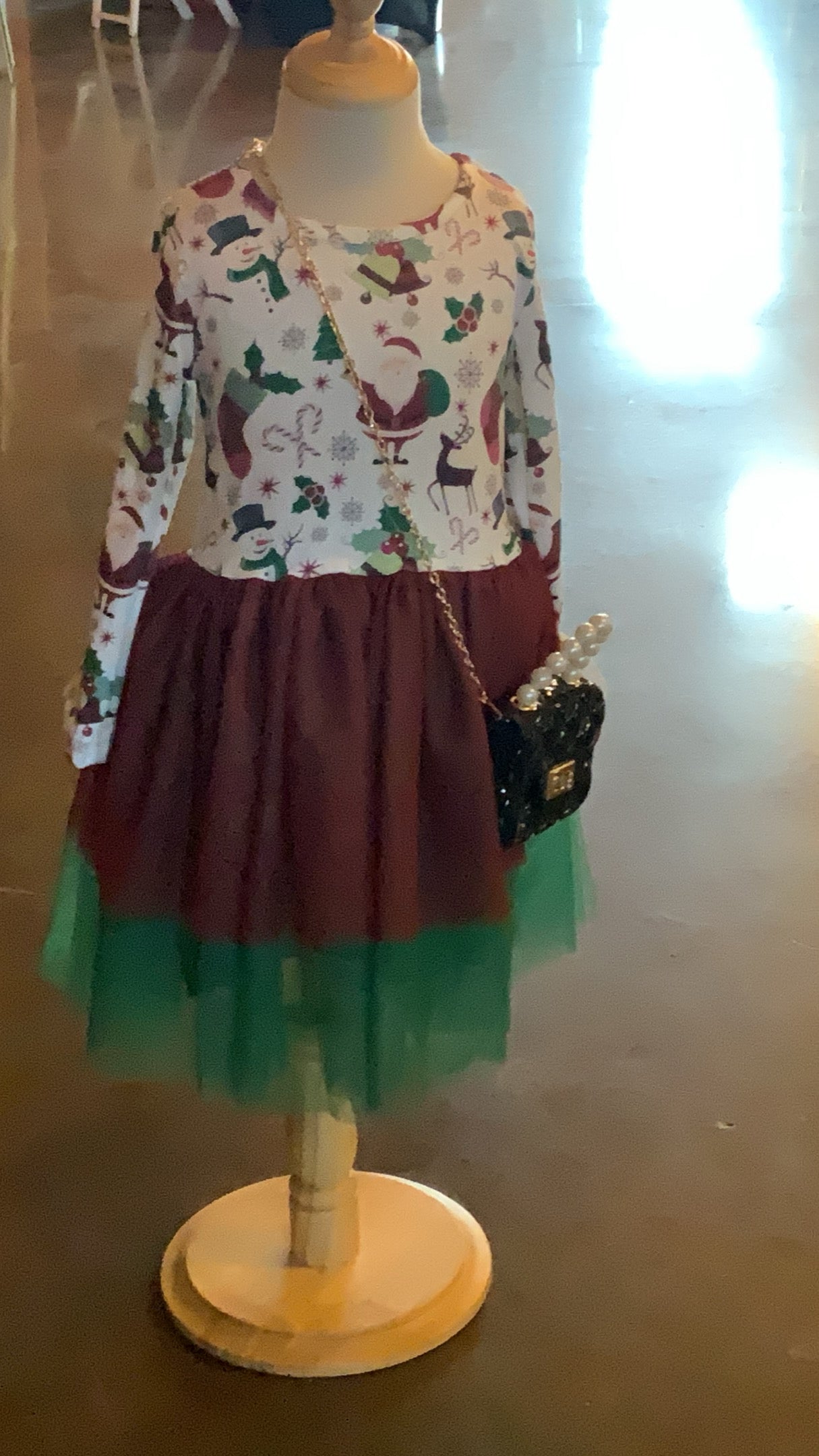 Maroon Tulle Santa Dress