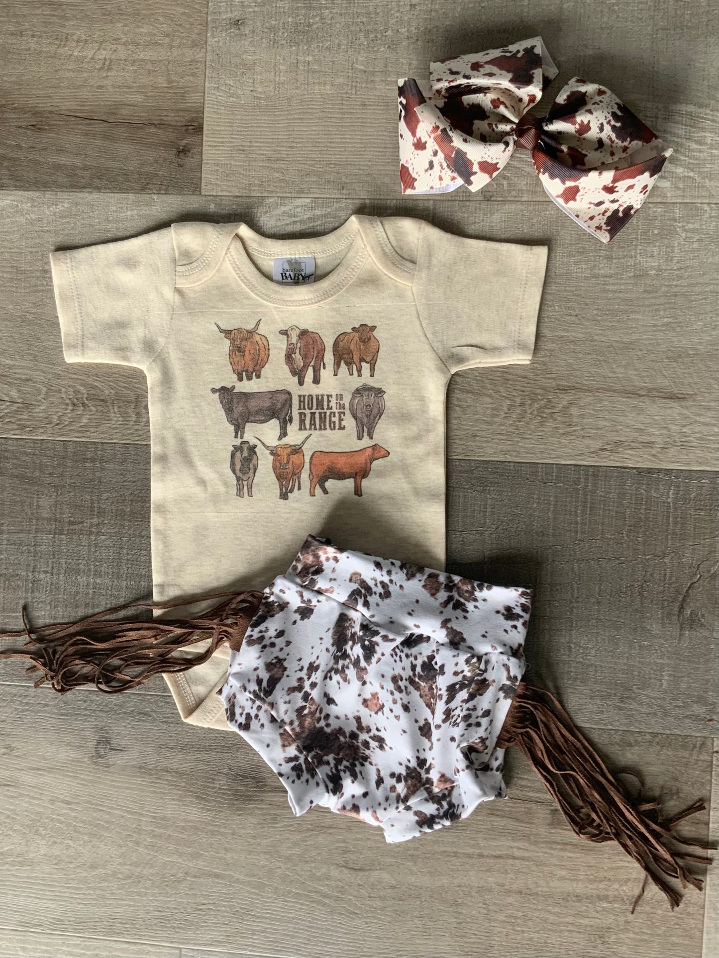 Brown Cowhide Fringe Bummies