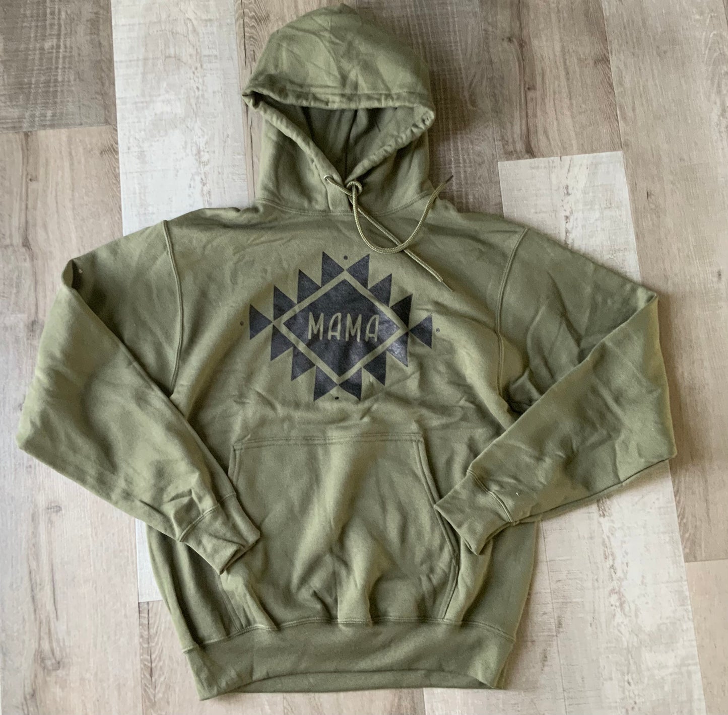 Olive Aztec Mama Hoodie