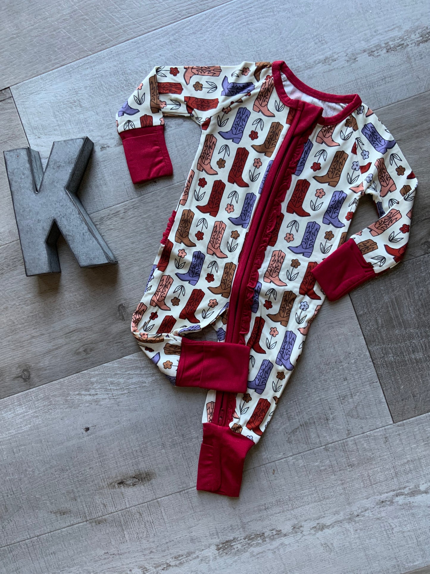 Boots & Blooms Ruffle Sleeper