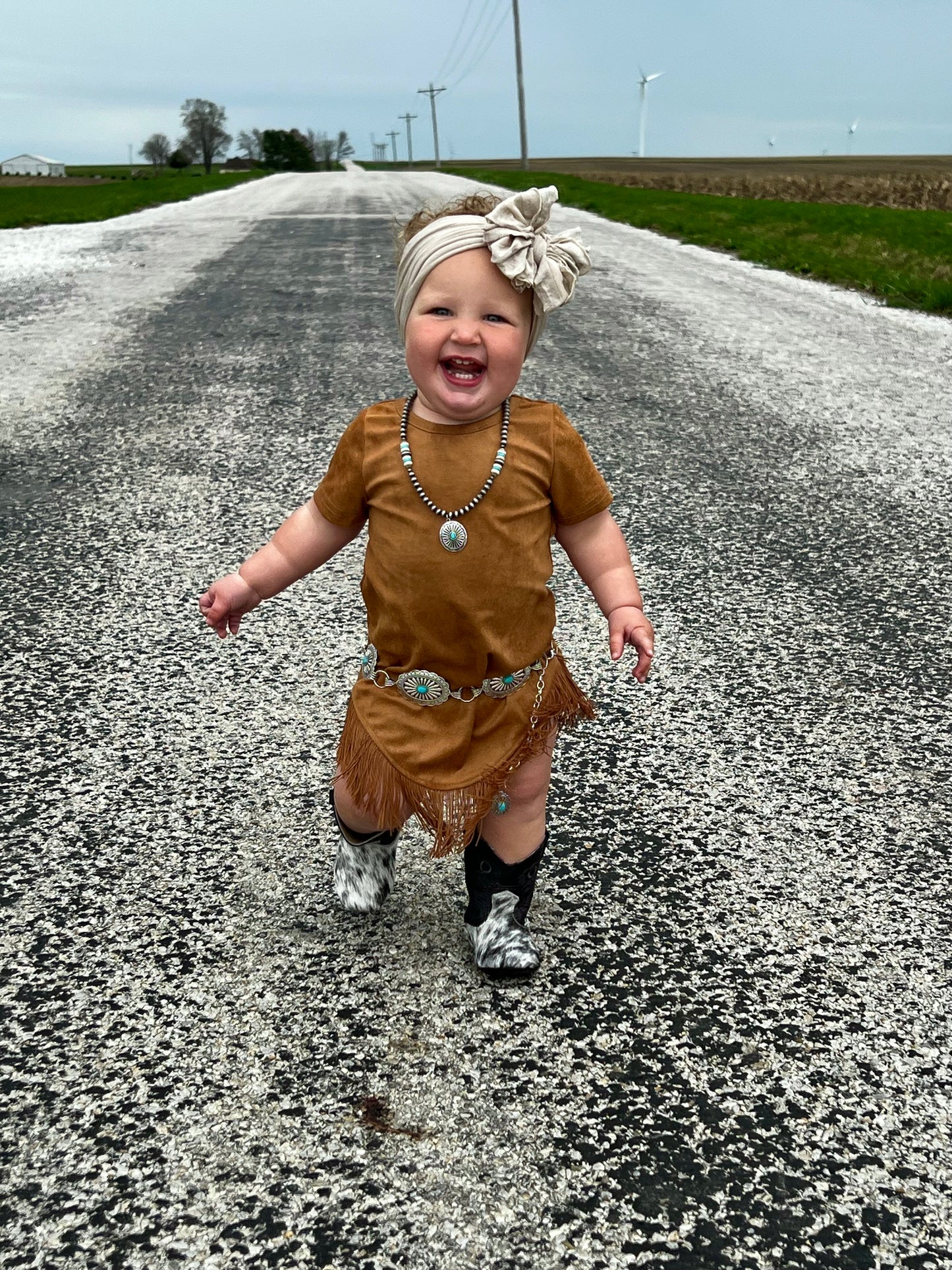 Brown Suede Fringe Dress