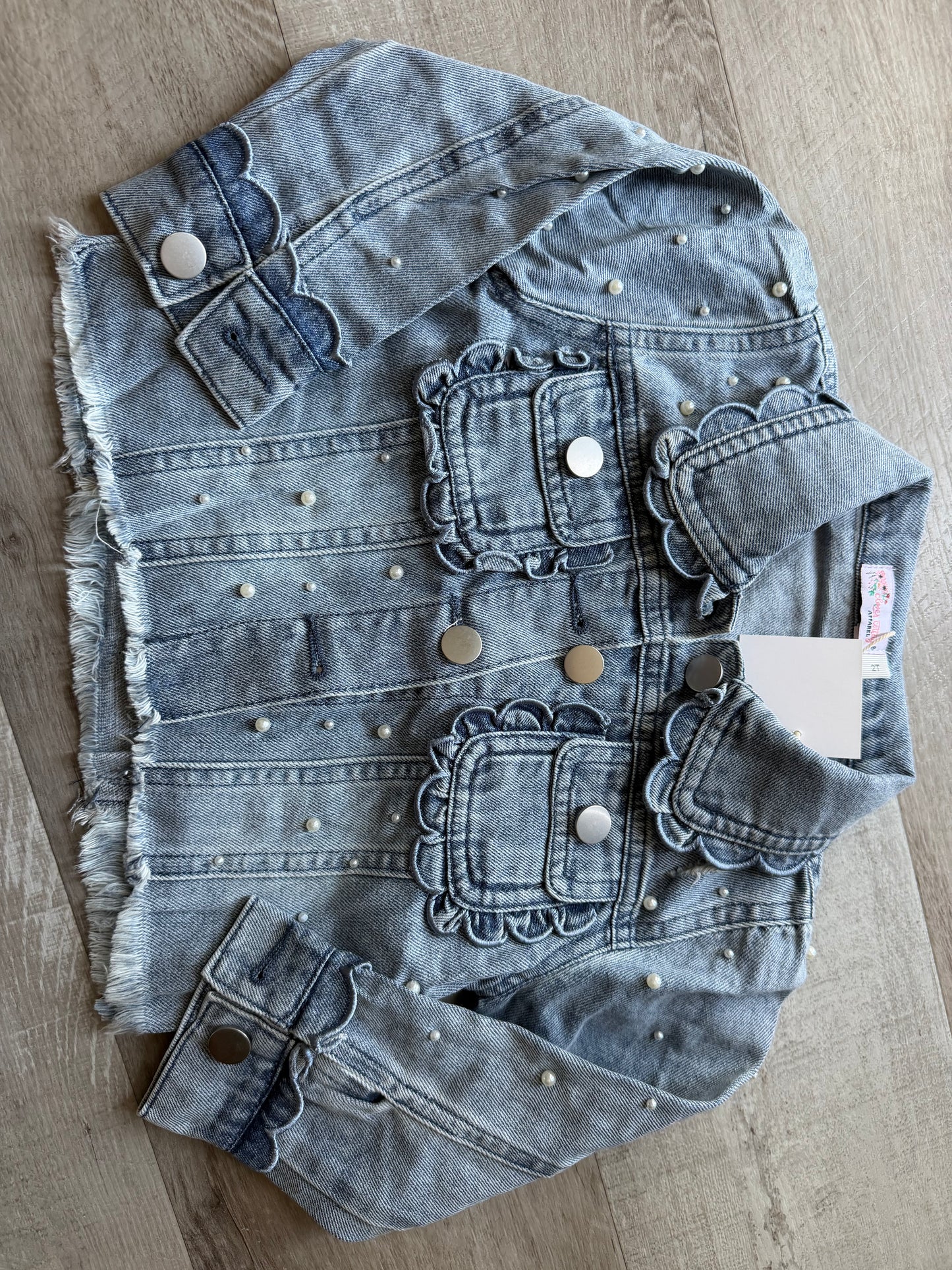Scalloped Pearl Denim Jacket