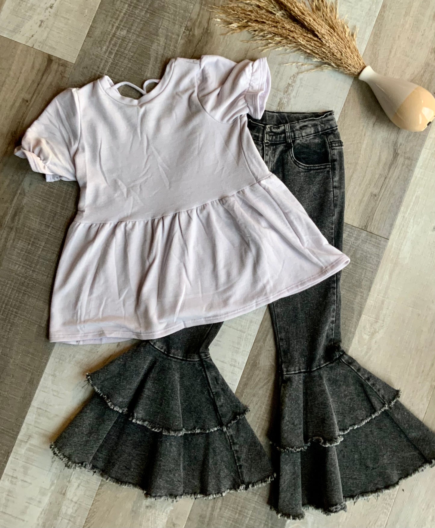 Lavender Cross Back Peplum Top