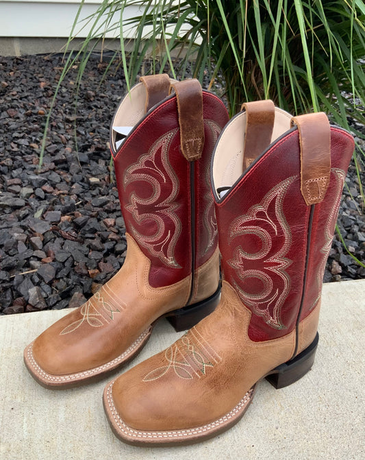 Cactus Tan Square Toe Boot w/ Red Top