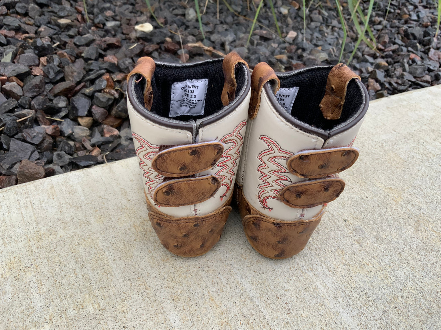 Brown Ostrich Print Square Toe Boot