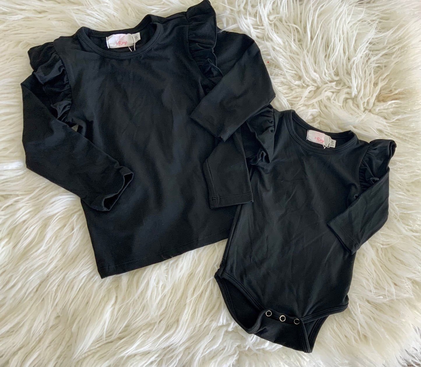 Black Flutter Bodysuit & Tee
