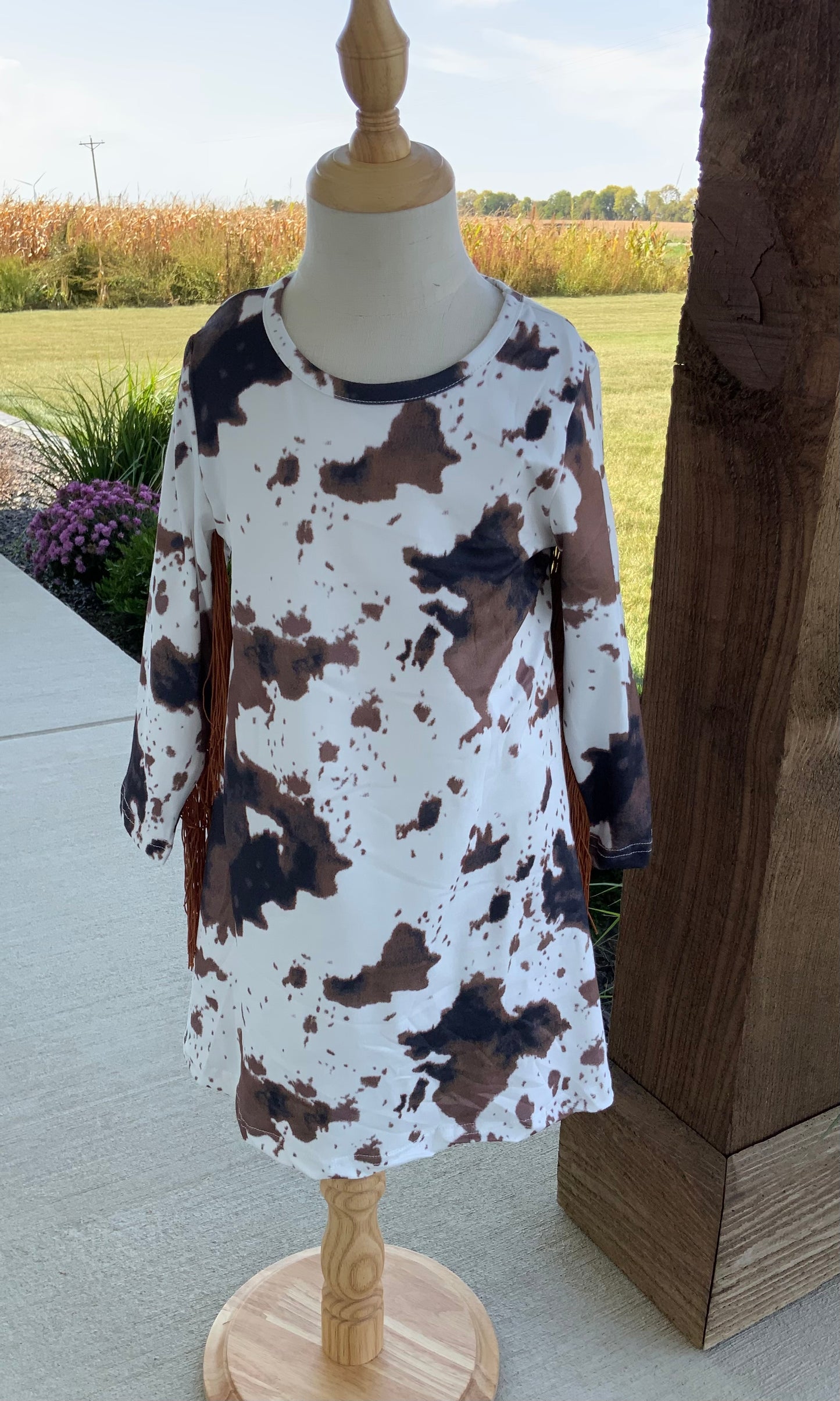 Brown Cowprint Fringe Dress