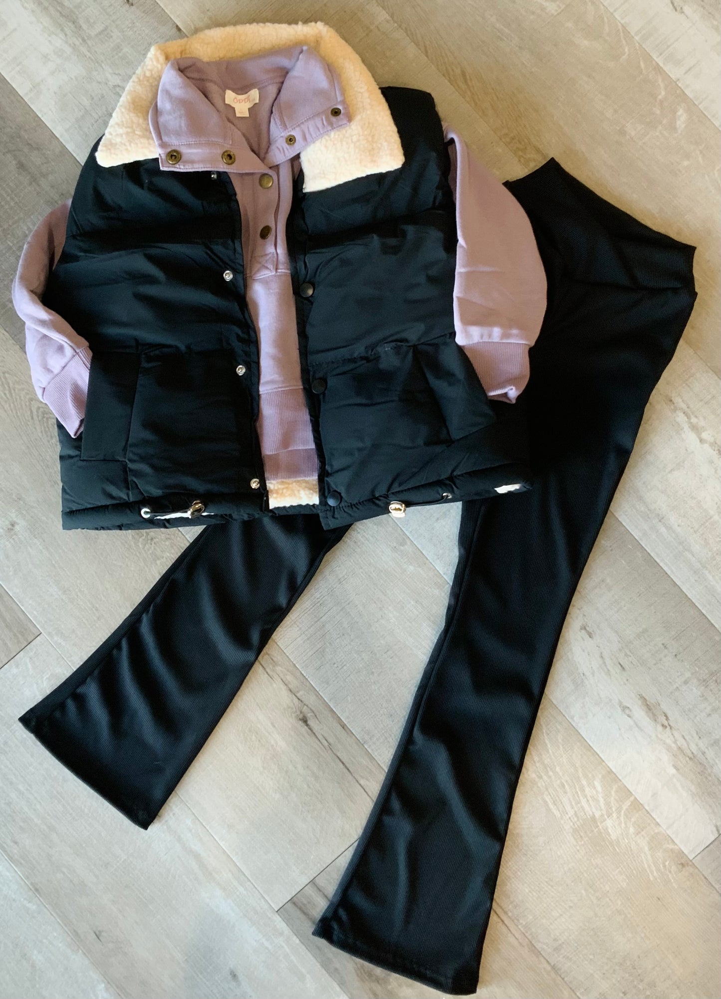 Black Flare Ribbed Pants