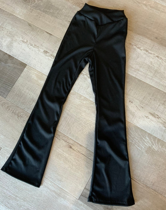 Black Flare Ribbed Pants