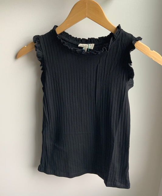 Black High Neck Ribbed Tank