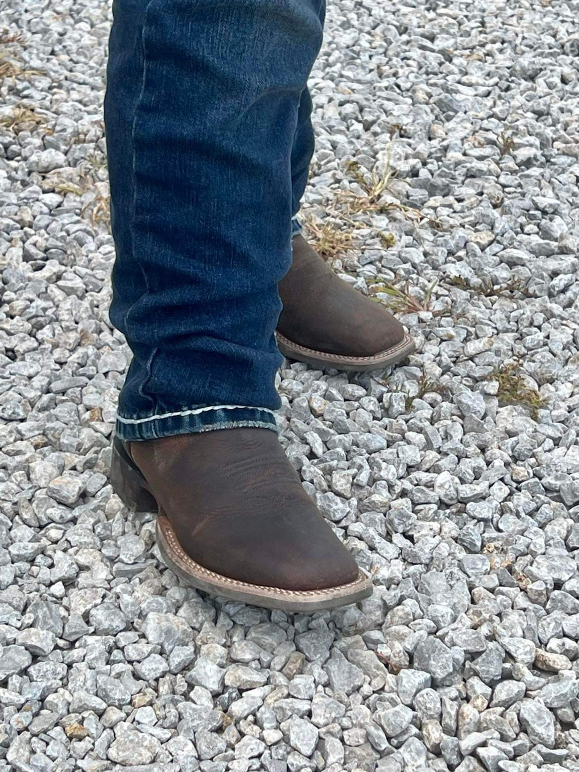 Orange w/ Brown Square Toe Boot