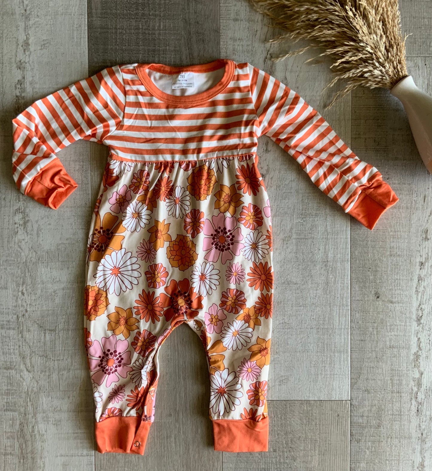 Orange Fall Florals Romper