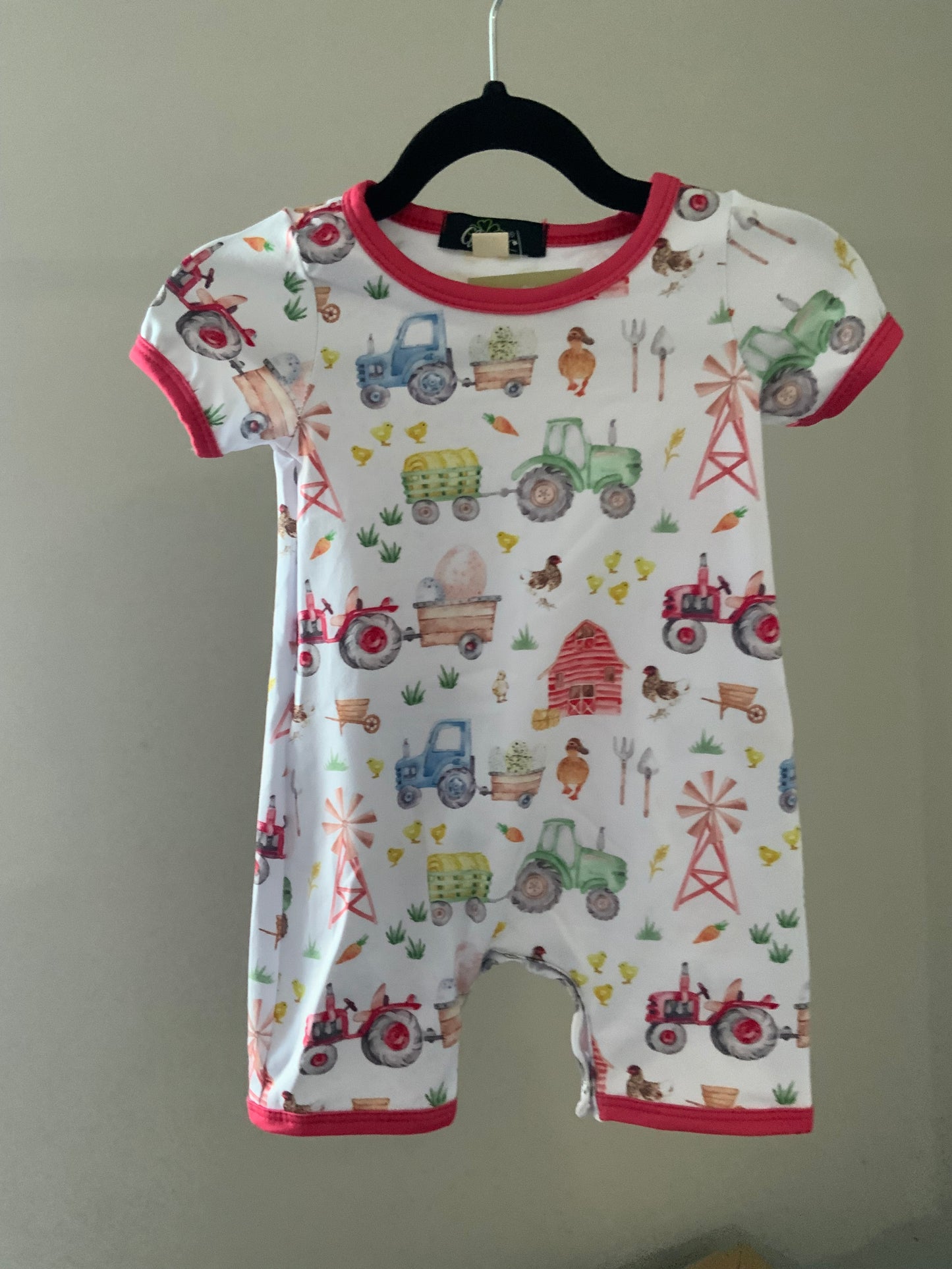 Farm Tractor Shorts Romper