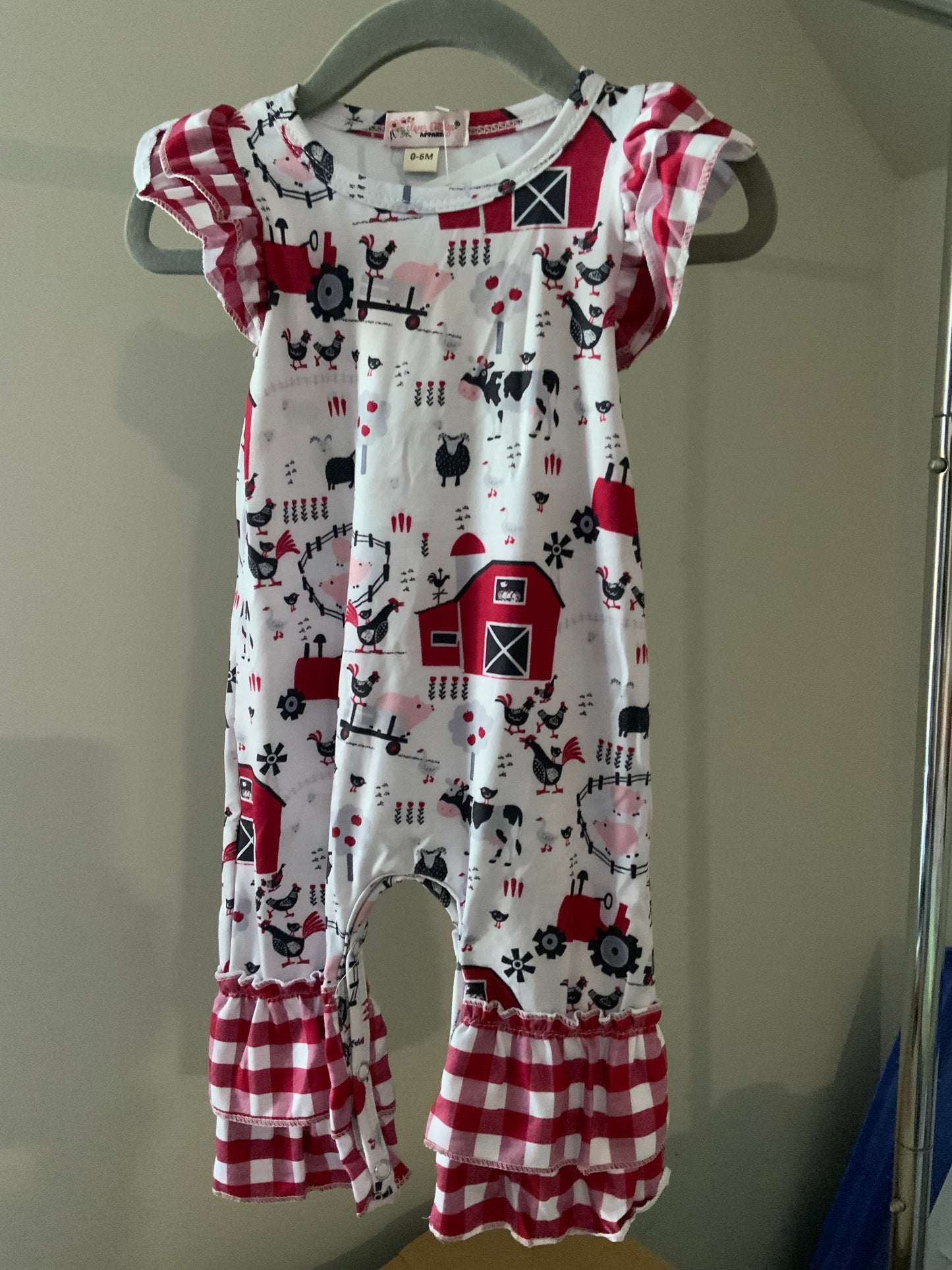 Red Barn Ruffle Romper