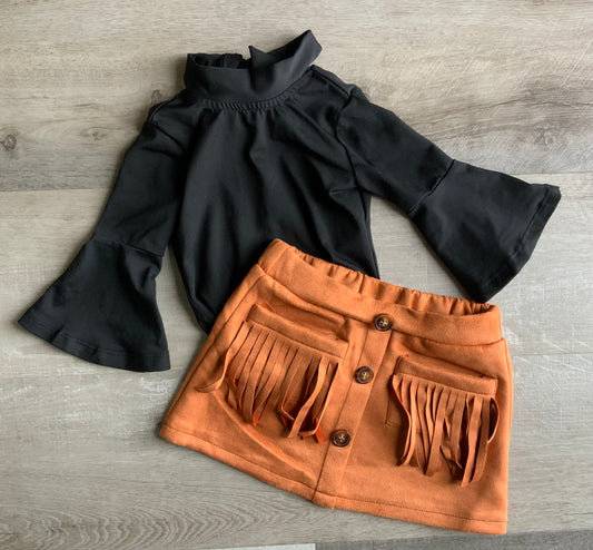 Tan Pocket Suede Skirt