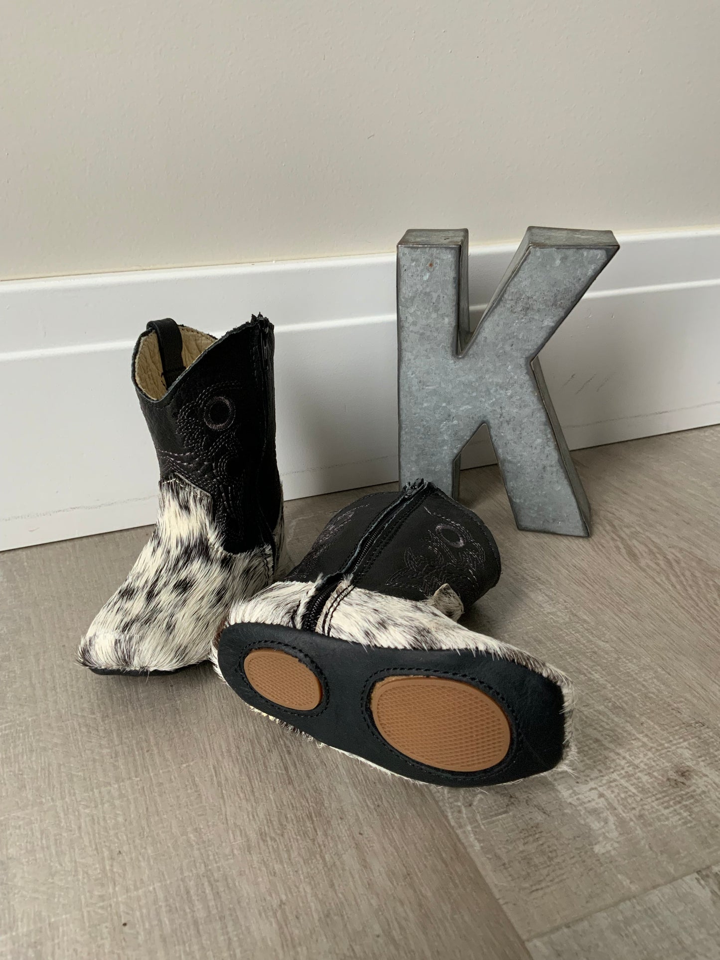 Little Pokes Black Speckled Hide Boots