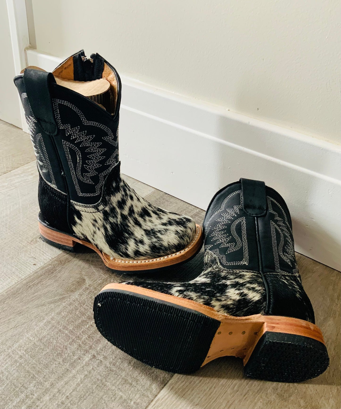 Black Salt & Pepper Cowhide Boots