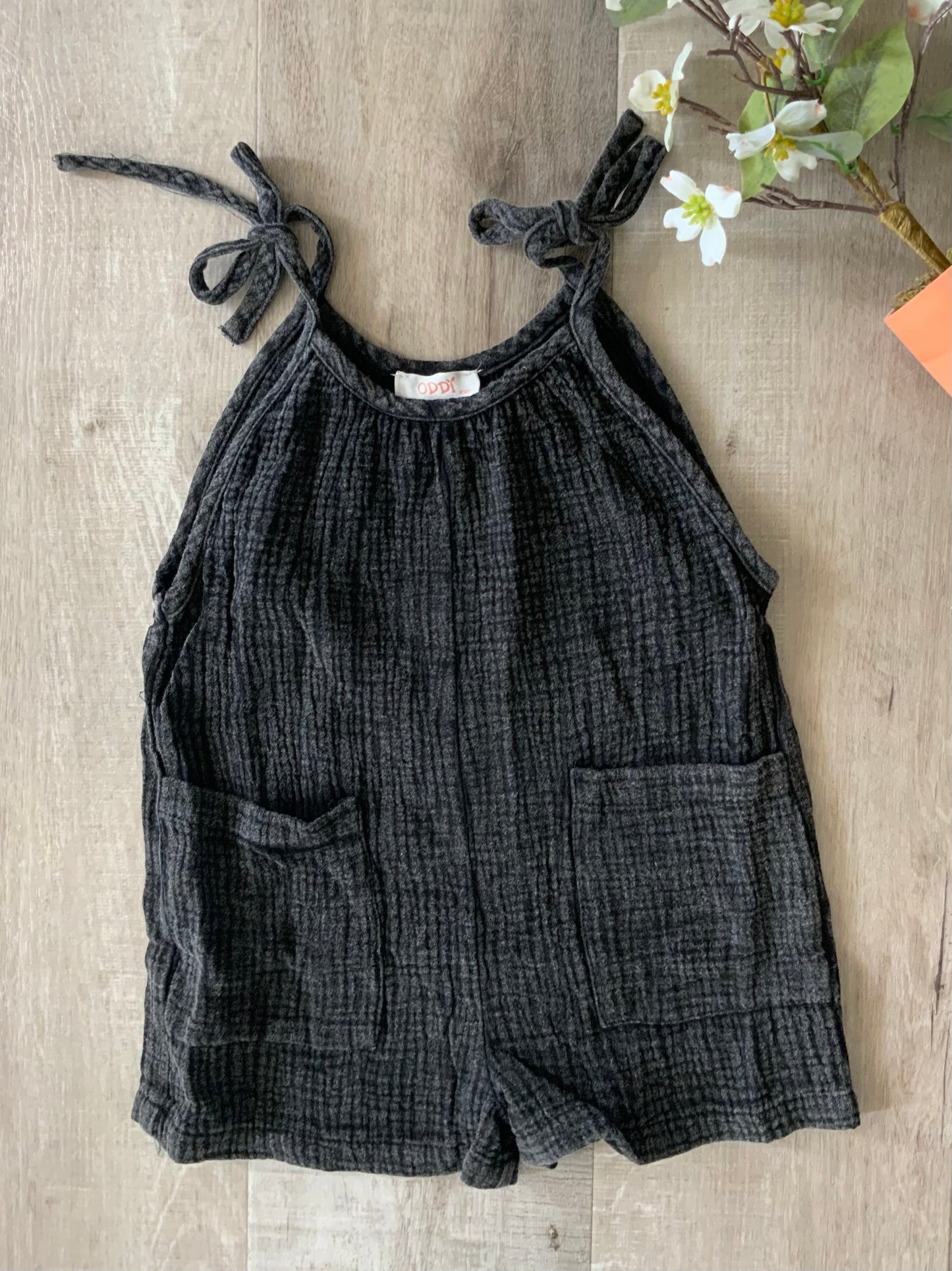 Black Washed Shorts Romper