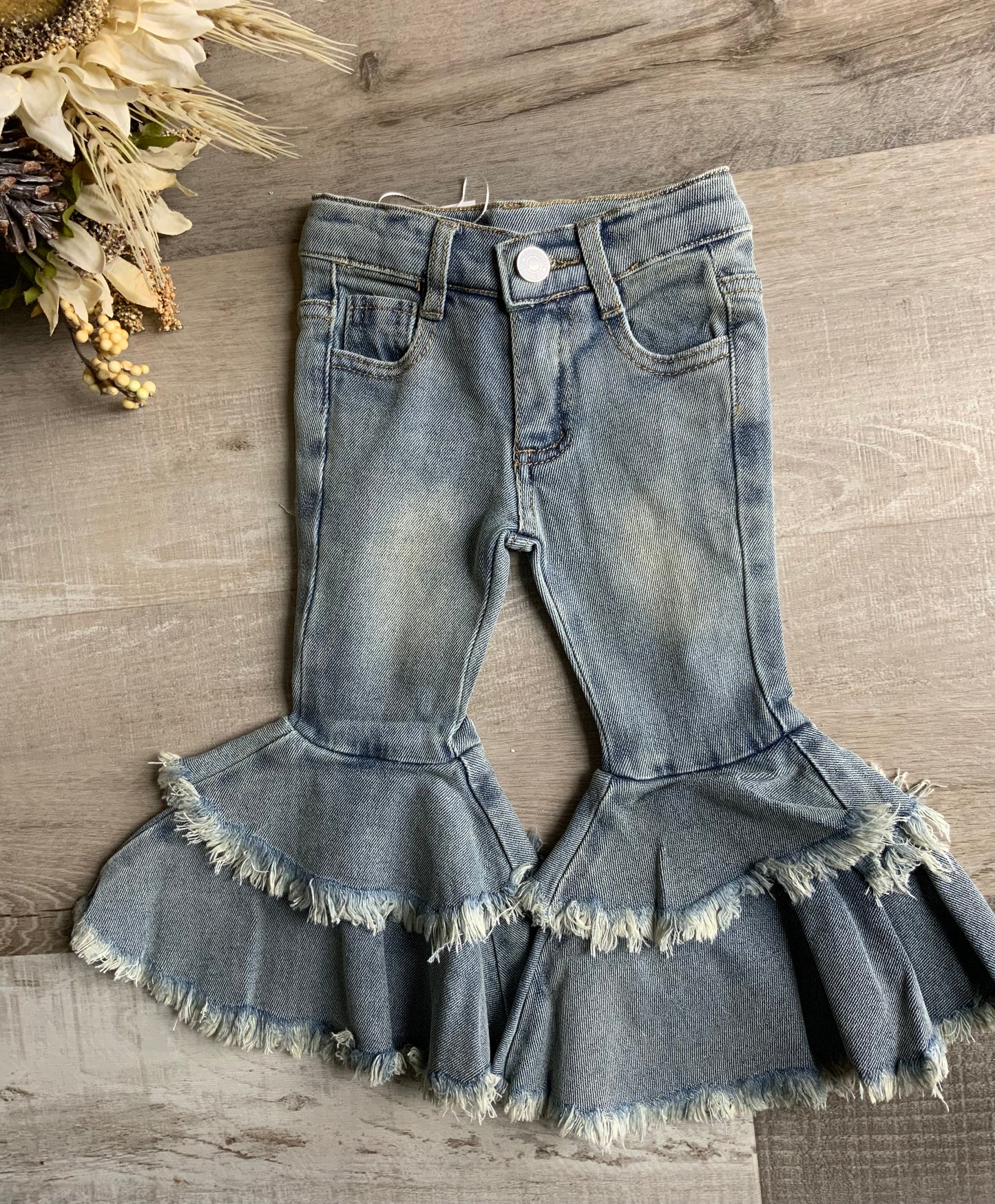 Light Was Denim Ruffle Bells