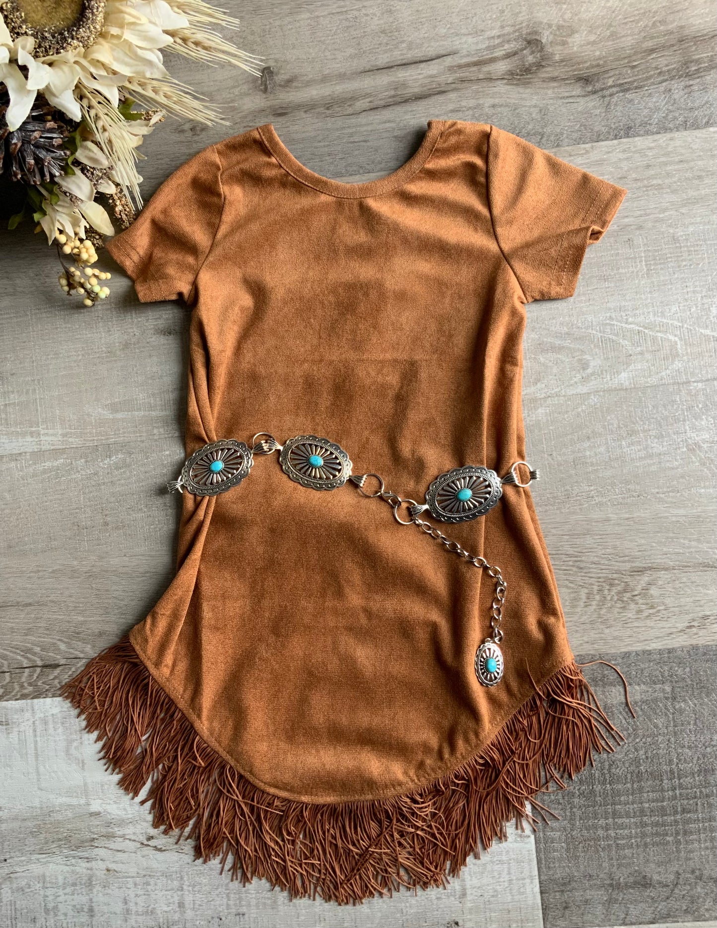 Brown Suede Fringe Dress