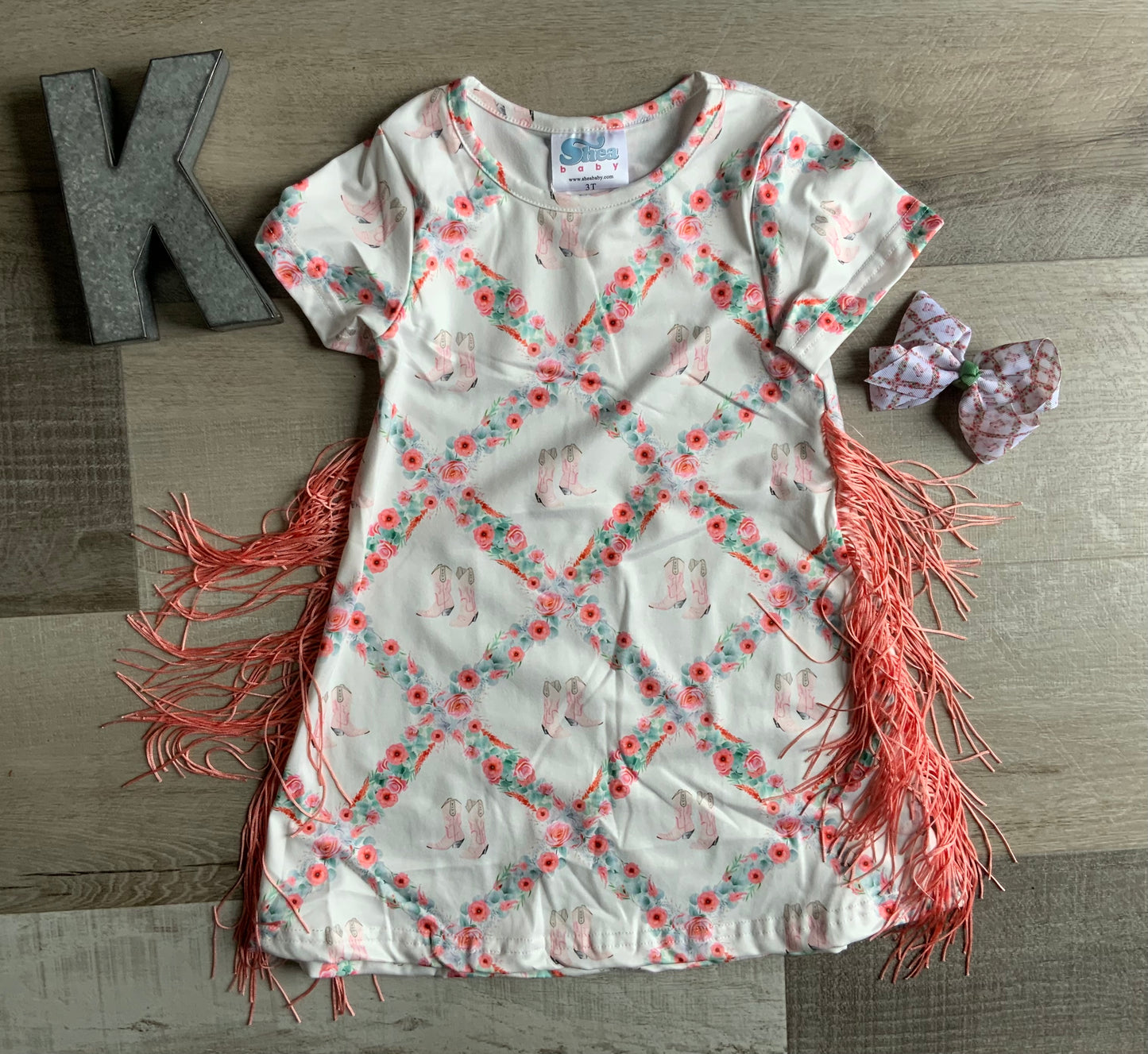 Floral Boot Fringe Dress