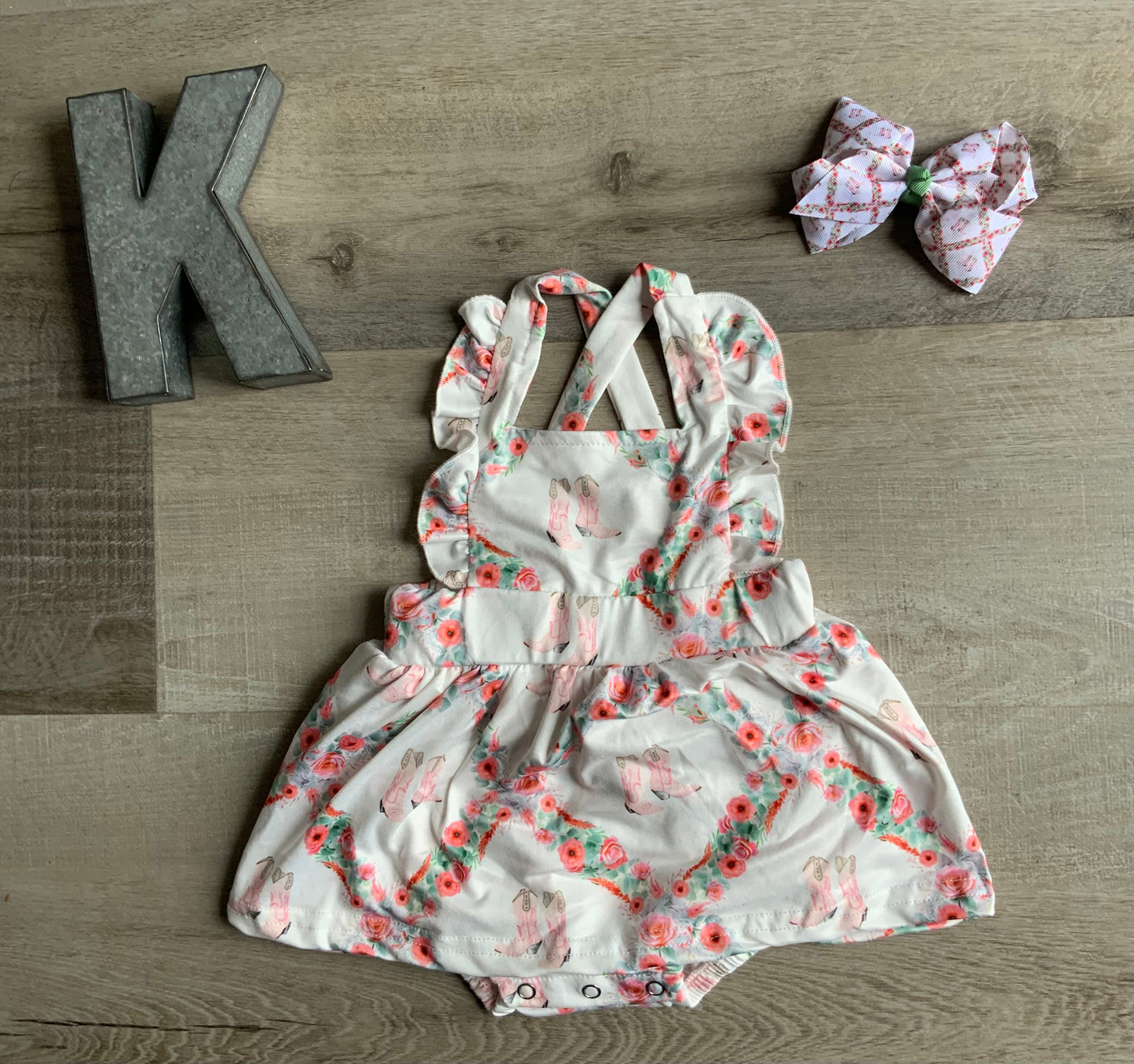 Floral Boot Cross Romper