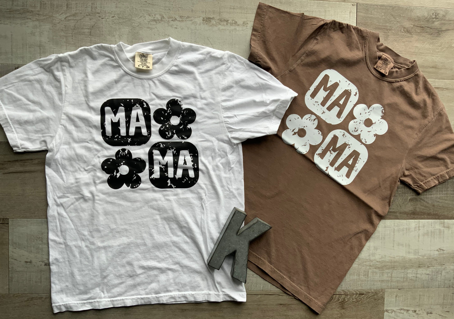 Brown & White Mama Retro Floral T-Shirt