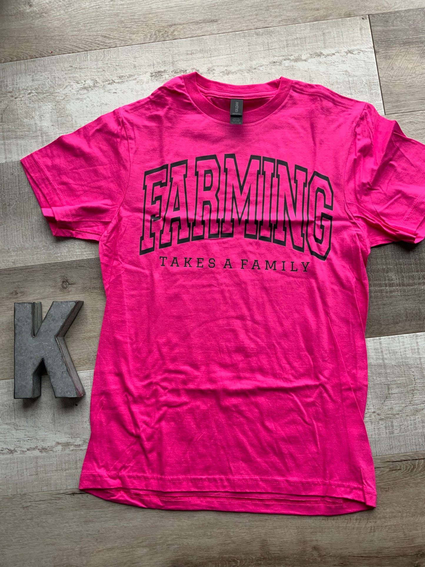 Pink Farming Takes A Family T-Shirt