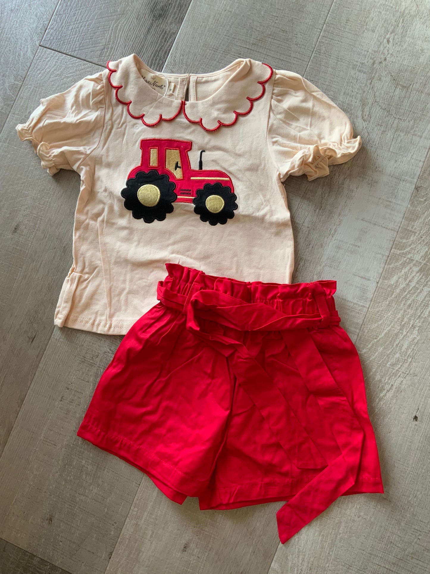 Embroidered Red Tractor Showers Outfit