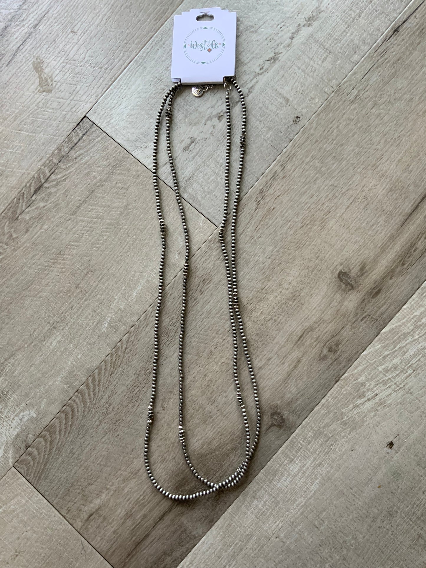 66” Dainty Faux Navajo Pearl Beaded Necklace