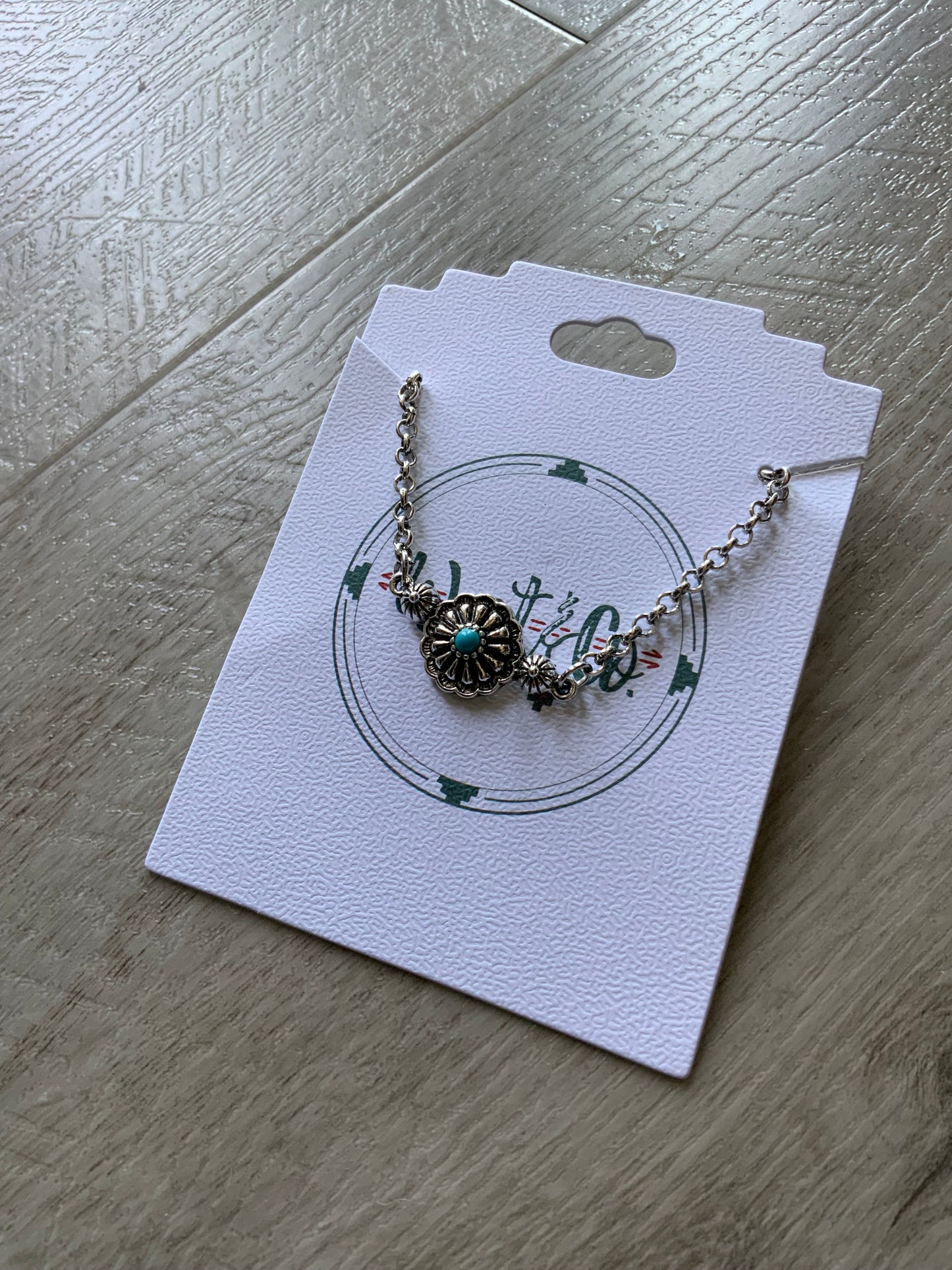 16” chain Necklace w/ Flower Concho Pendant