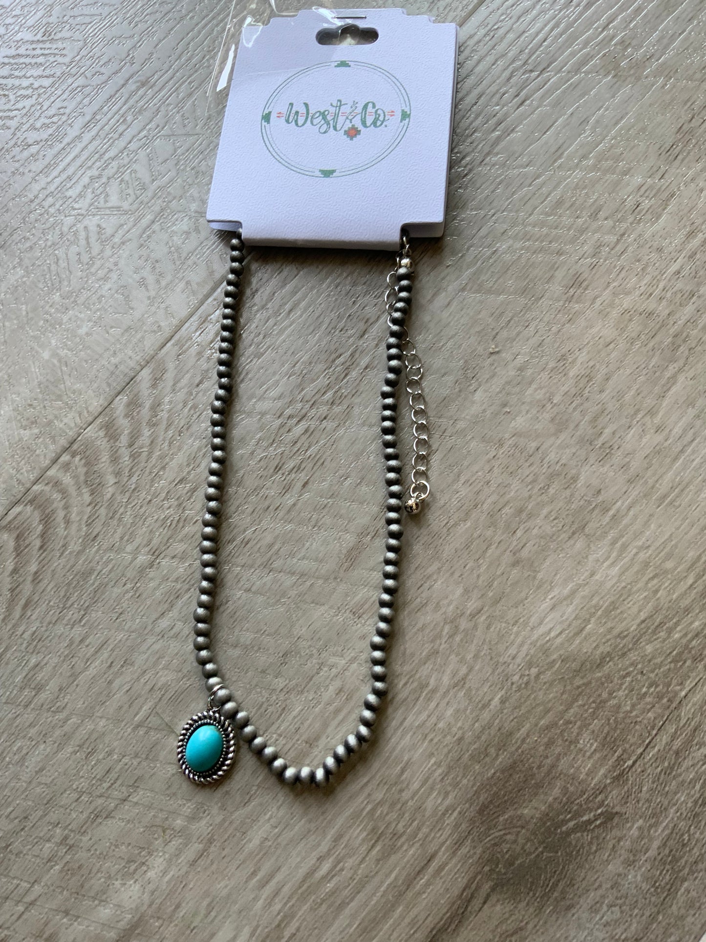 13” Turquoise Oval Stone Necklace