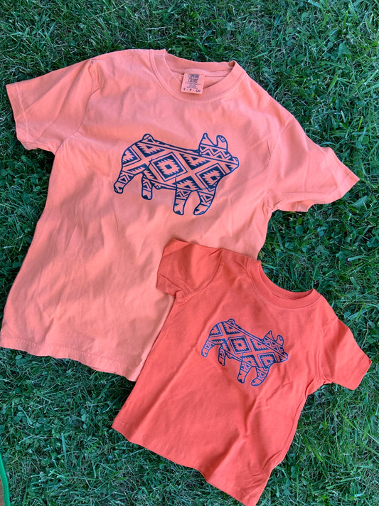 Orange & Blue Aztec Show Pig Tee