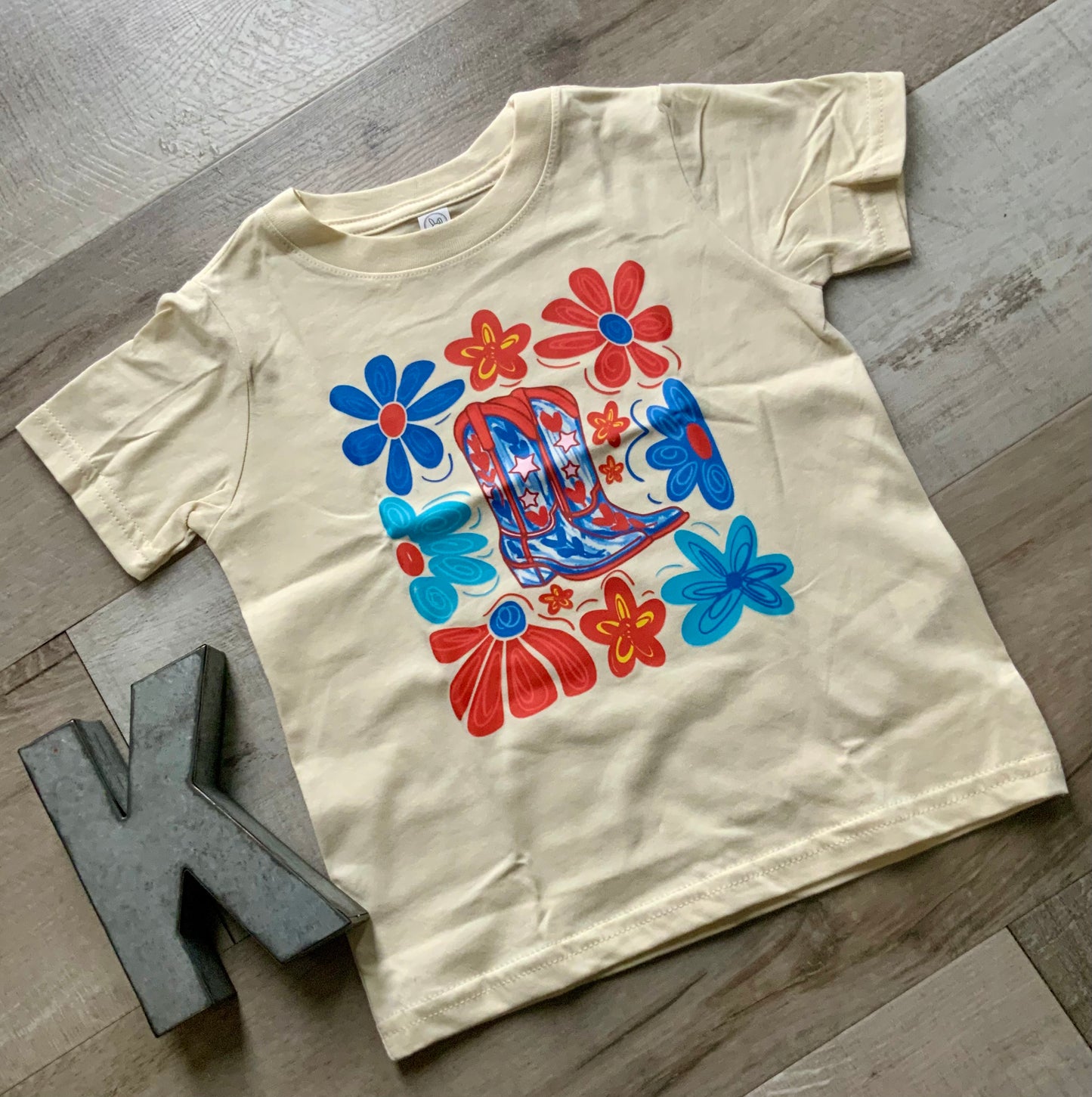 Patriotic Floral Boots Tee