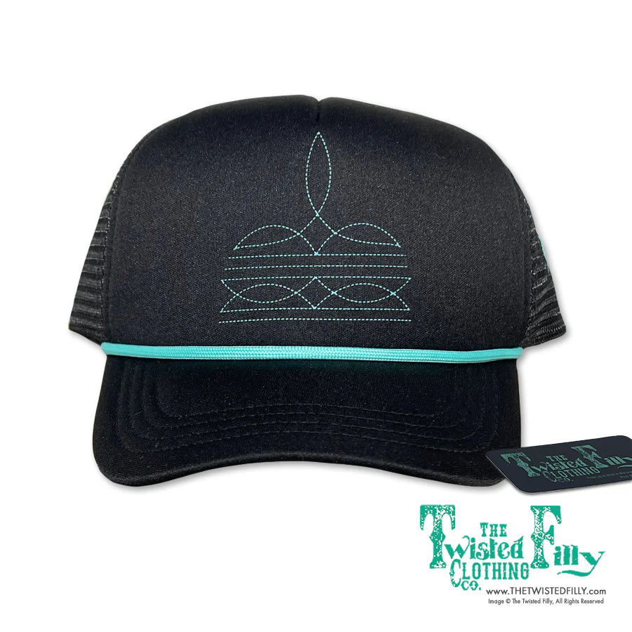 Boot Stitch Trucker Hat-Black