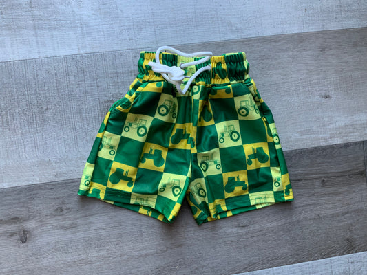 Green Tractor Swim Trunks