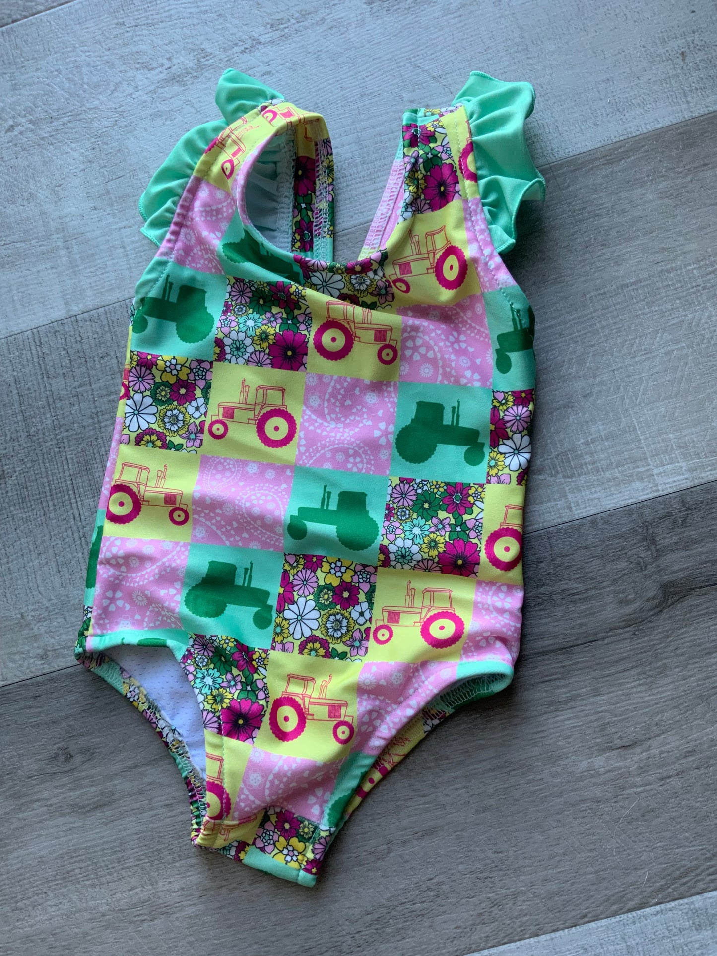 Pink Tractor One Piece Suit