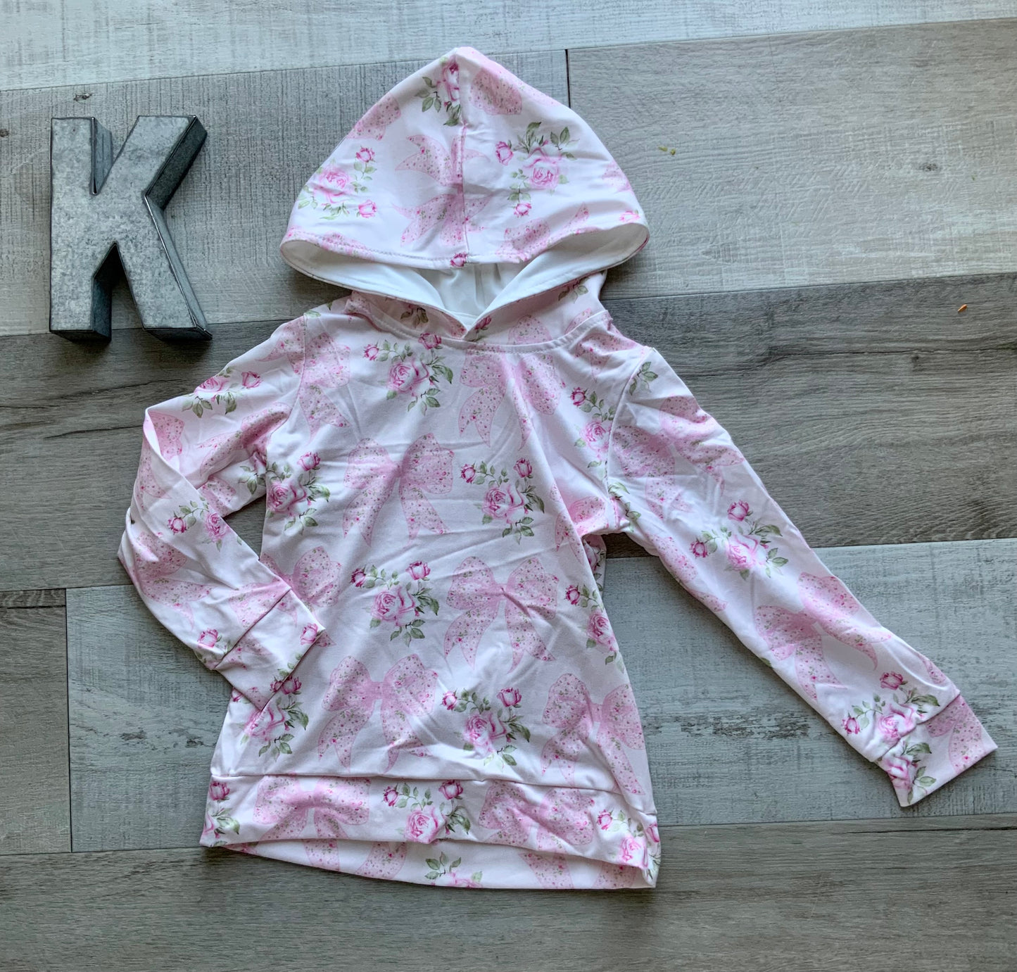 Pink Floral Bow Hoodie