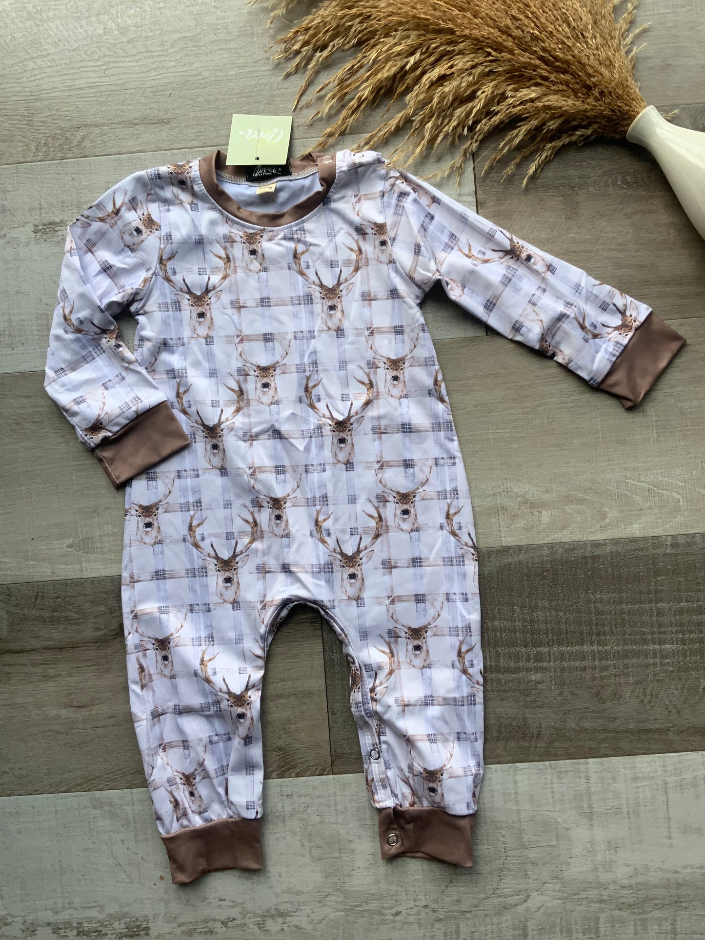 Plaid Deer Romper