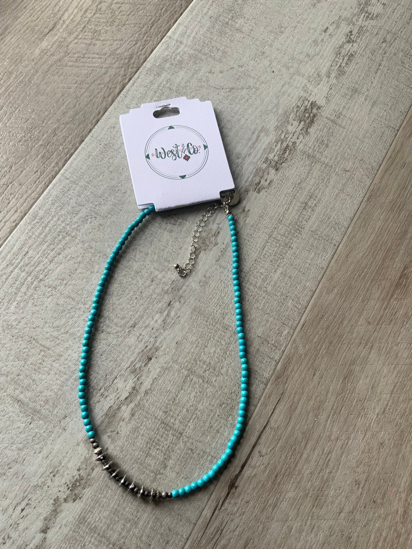 16" Dainty Turquoise Necklace w/ Silver Disk