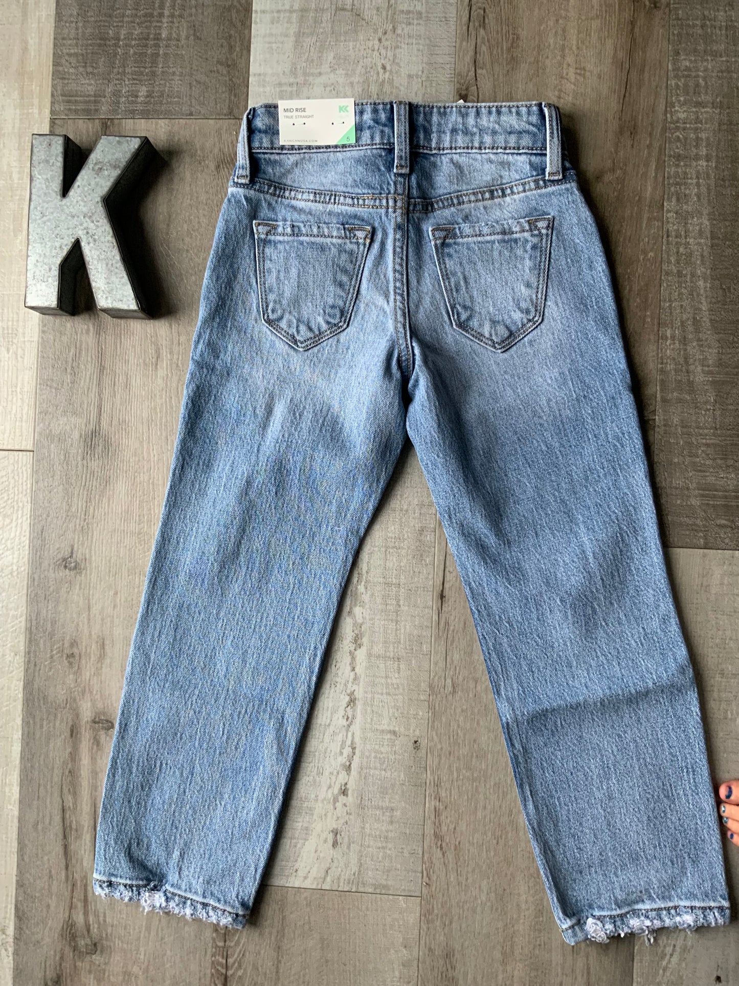 Youth Medium Wash Mid Rise Straight Leg Jeans by KanCan