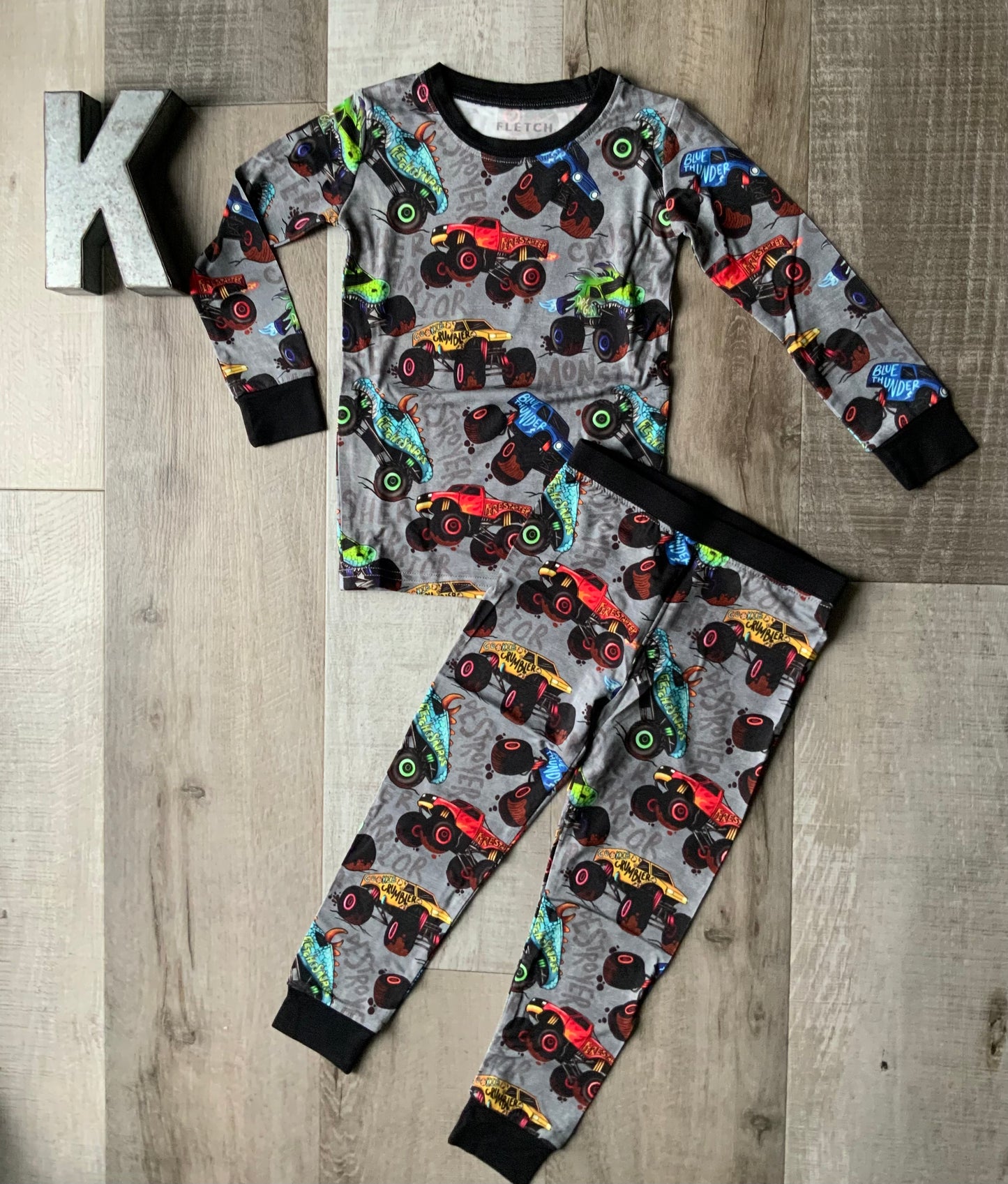 Monster Truck Long Sleeve Pjs