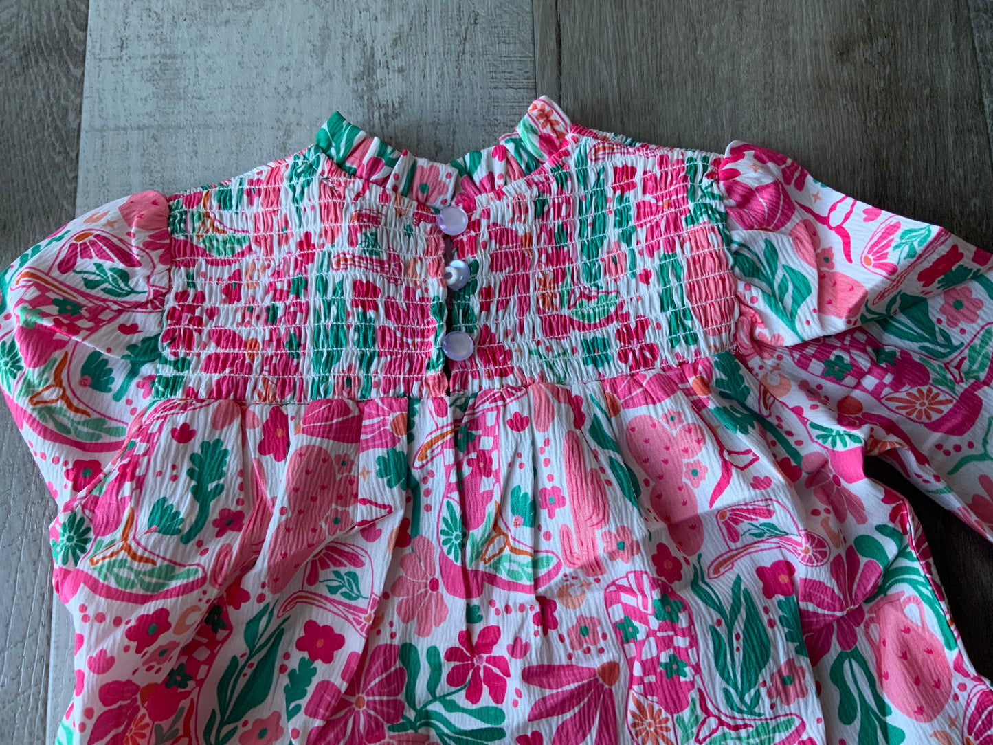 Pink Boho Boot Smocked Dress