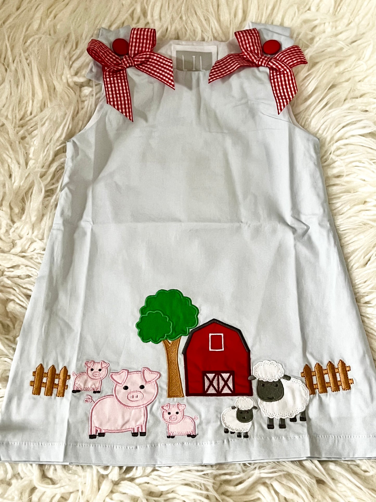 Light Blue Barnyard Applique Dress