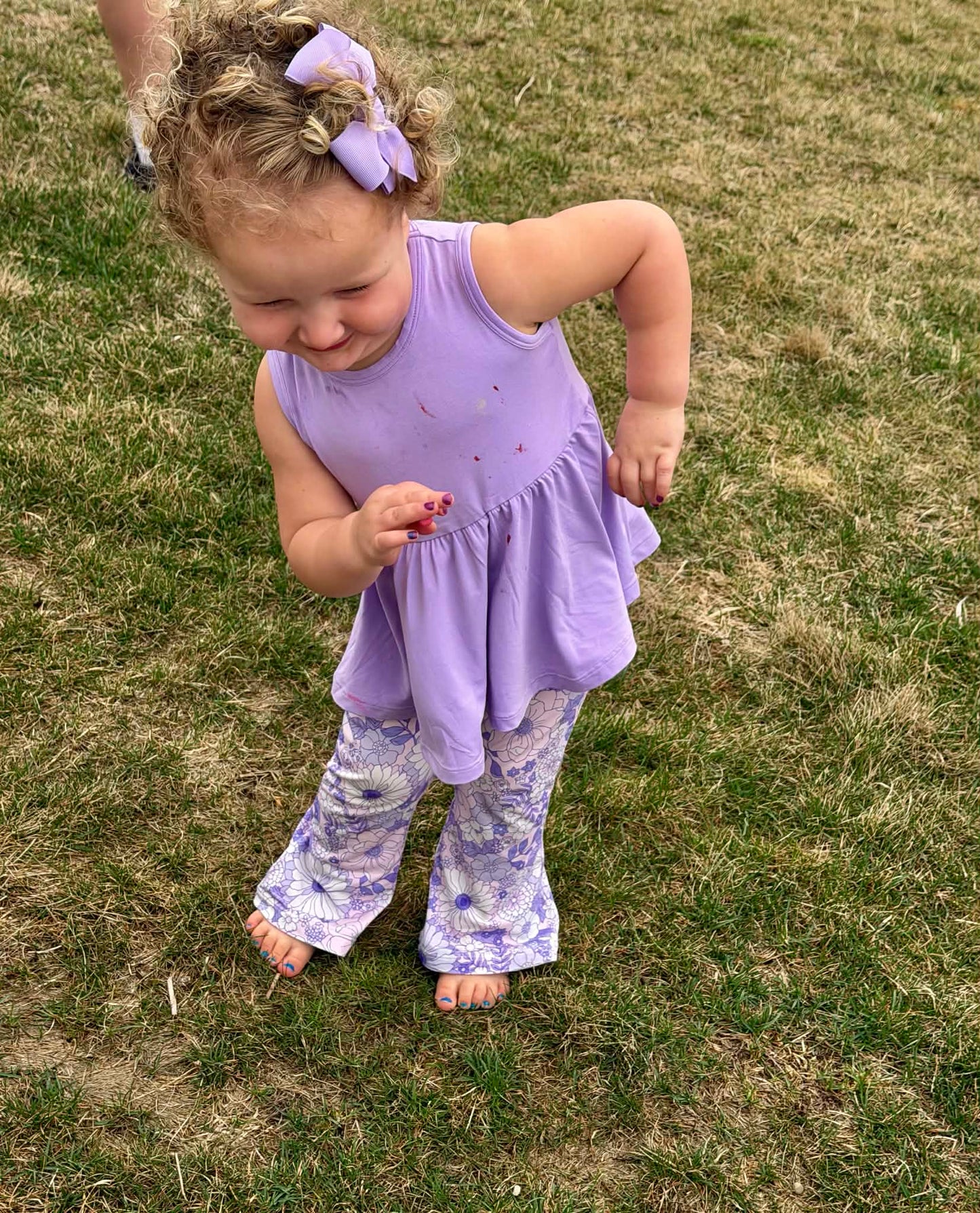 Lacy Lavender Peplum Tank w/ Bells