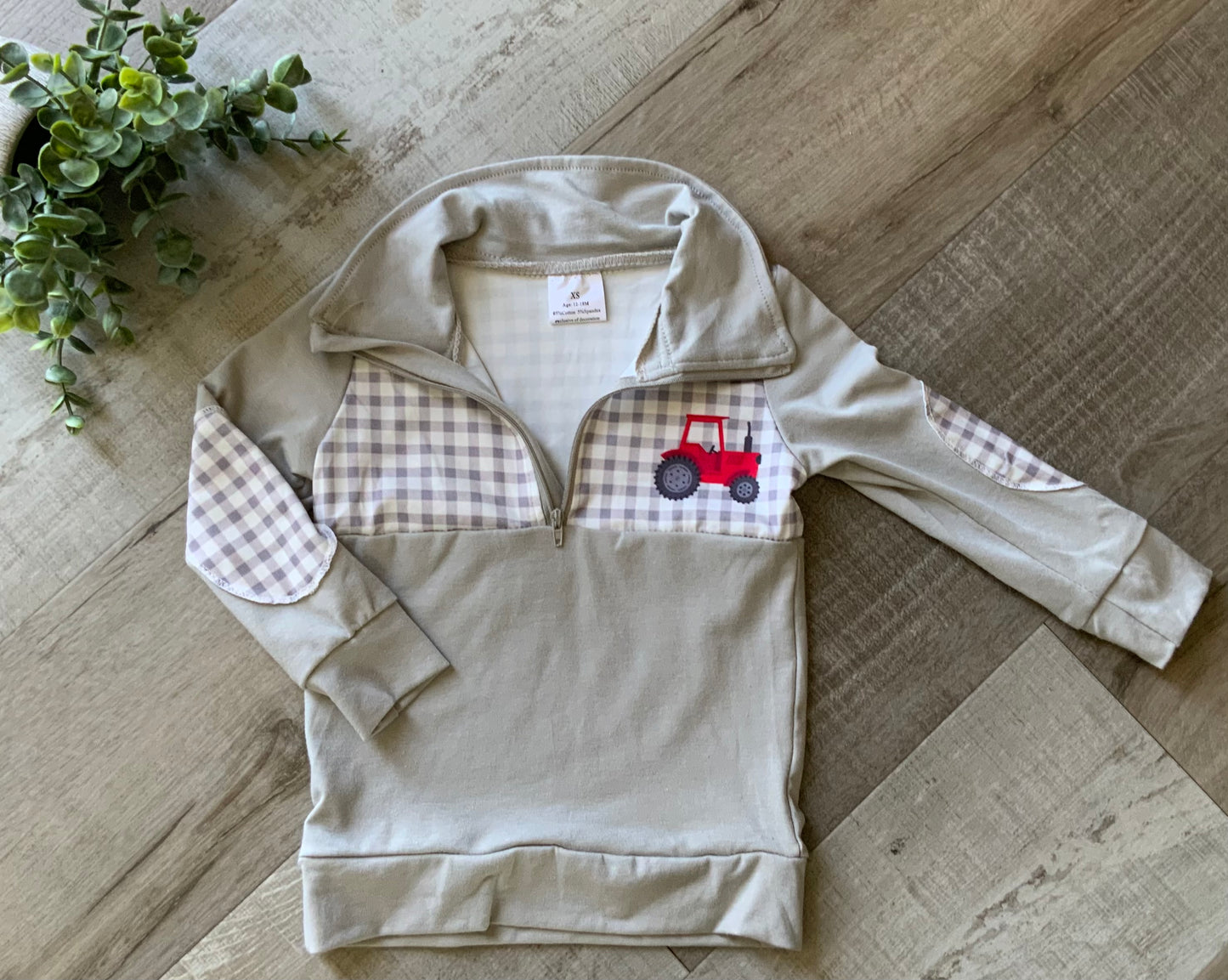 Gray 1/4 Zip w/ Red Tractor